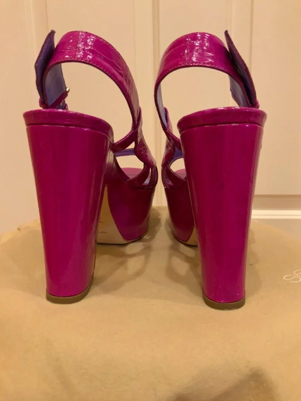 Sergio Rossi Magenta platform sandals in patent leather